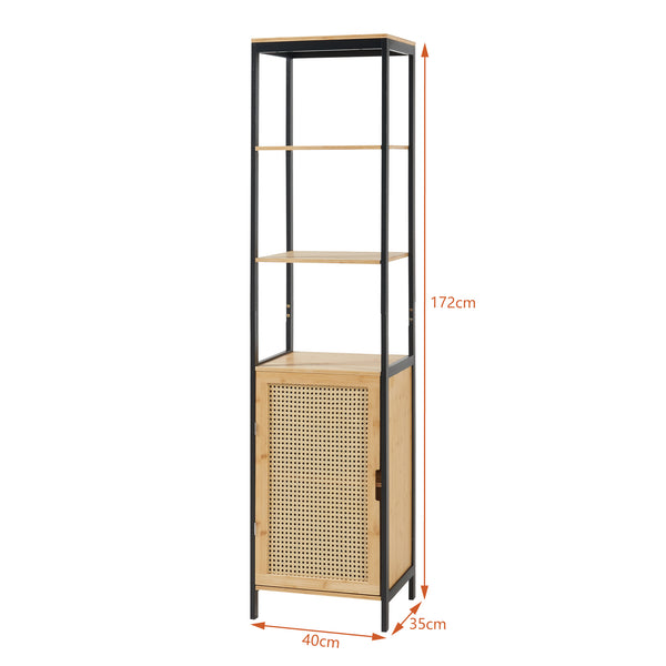 Højt skab Tervola 172x40x35cm Bambus Sort [en.casa]