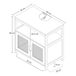Vaskeskab Tervola 60x60x35 cm Sort/Bambus [en.casa]