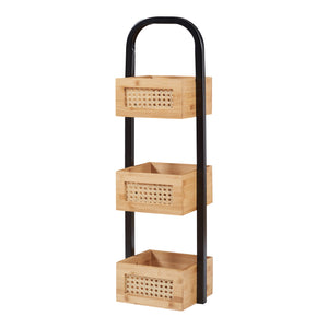 Badeværelseshylde Tervola 73x23x19 cm sort/bambus [en.casa].