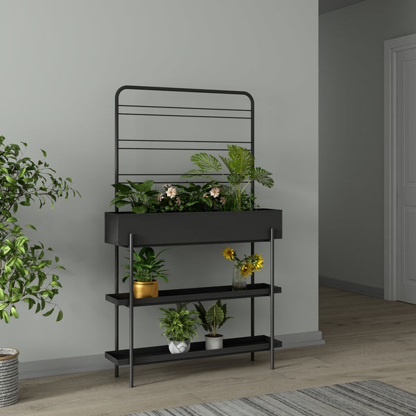 Udendørs plantestativ Aalsmeer metal 154x96x24 cm sort [casa.pro].