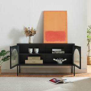 TV-møbel Karlskrona 115x35x64 cm sort, mat [en.casa]