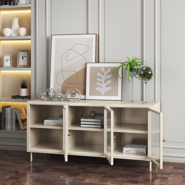 TV-møbel Lindau stål 120x40x59 cm cremehvid [en.casa]