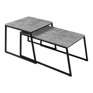 Satbord Hyllestad 2 stk. sæt Sort/Betonlook [en.casa]