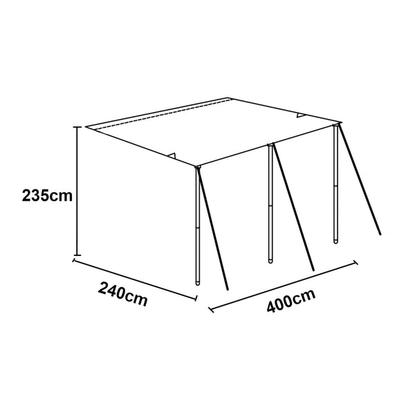 Campingvognsforhæng Beuningen 400x240x235 cm Grå [pro.tec]