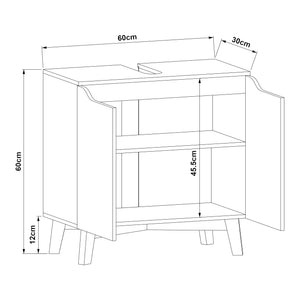 Vaskeskab Overath 60x60x30cm Grå [en.casa]