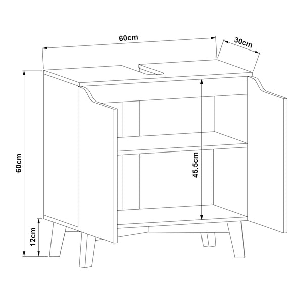 Vaskeskab Overath 60x60x30cm Grå [en.casa]