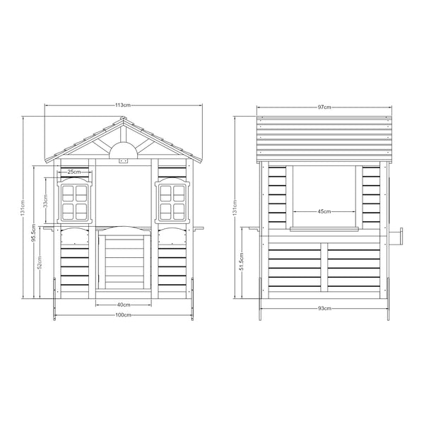 Legehus Acciano 131x113x97 cm fyrretræ [casa.pro]