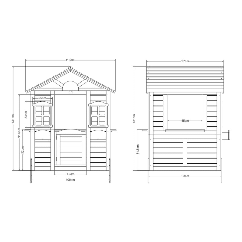 Målskitse Legehus Acciano 131x113x97 cm fyrretræ [casa.pro]