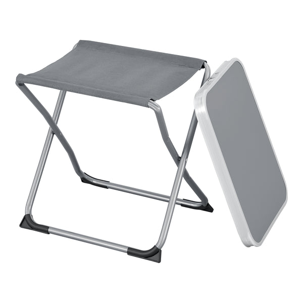 2-i-1 campingstol og bord Barete 47x47x37 cm grå [en.casa]
