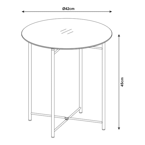 Sidebord Ödeshög med glasplade 45xØ42cm Sort [en.casa]