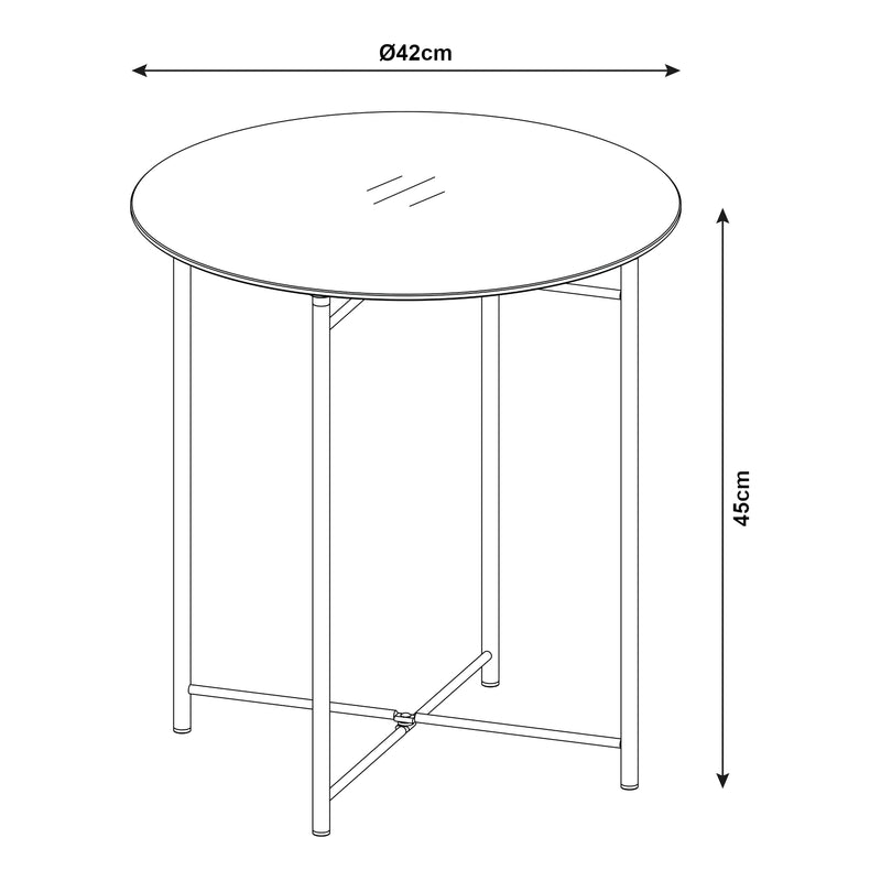 Målskitse Sidebord Ödeshög med glasplade 45xØ42cm Sort [en.casa]