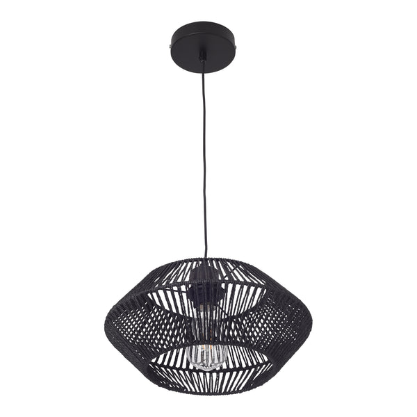 Hængelampe Amersham Metal+Rattan Sort [lux.pro]