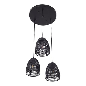 Pendellampe Andover Metall+Rattan Schwarz [lux.pro]