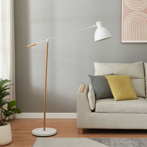 Banchory metalgulvlampe 163 cm træ-effekt/hvid [lux.pro]