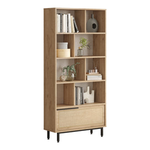 Bogreol Kvænangen 176x84x30 cm Eg-look/Rattan-look [en.casa]