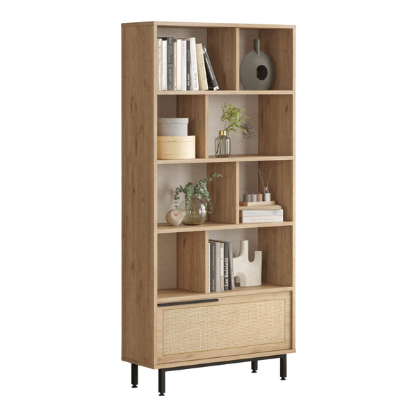 Bogreol Kvænangen 176x84x30 cm Eg-look/Rattan-look [en.casa]