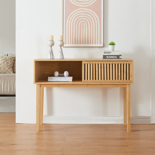 Konsolbord Ypäjä 110x39x81 cm bambus [en.casa].