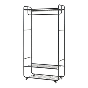 Rullbar garderobestativ Vestvågøy 176x90x40 cm Sort [en.casa]