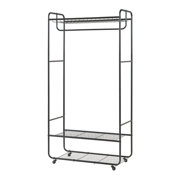 Rullbar garderobestativ Vestvågøy 176x90x40 cm Sort [en.casa]