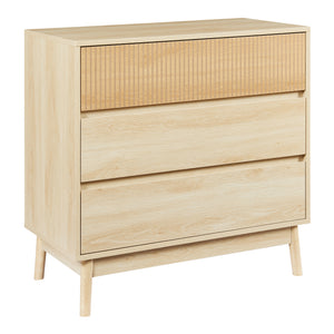 Kommode Landskrona 80x80x40 cm med 3 skuffer i egetræslook [en.casa]