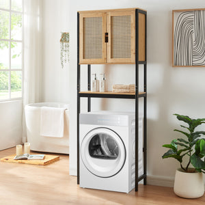 Toiletskab Tervola 172x63x27 cm sort/bambus [en.casa]