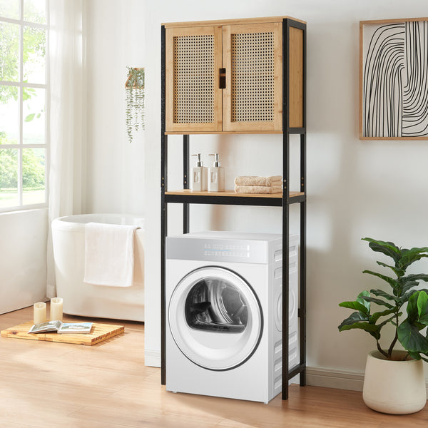 Toiletskab Tervola 172x63x27 cm sort/bambus [en.casa]