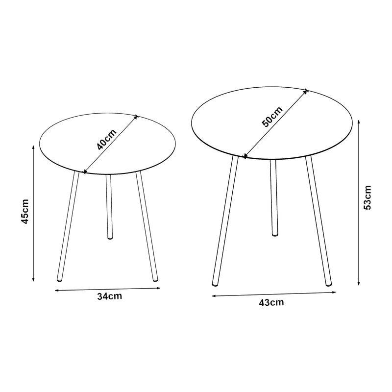 Målskitse Sidebord Sula sæt med 2 sorte [en.casa].