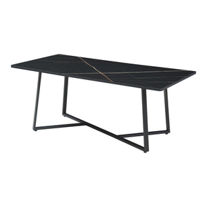 Sofabord Riskiften 120x60x48 cm marmorlook, sort [en.casa]