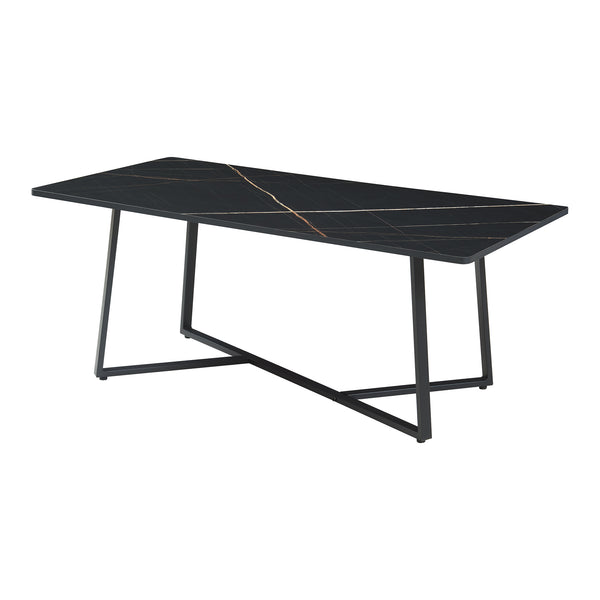 Sofabord Riskiften 120x60x48 cm marmorlook, sort [en.casa]