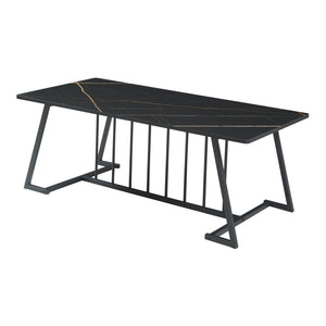 Sofabord Nospoo 120x60x46 cm marmorlook, sort [en.casa]