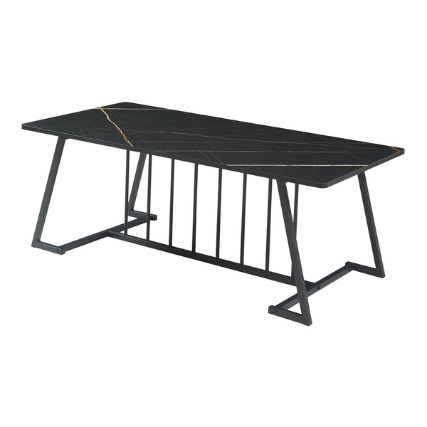 Sofabord Nospoo 120x60x46 cm marmorlook, sort [en.casa]