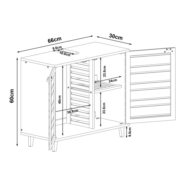 Epind 60x66x30 cm underskab i naturlig bambus [en.casa]