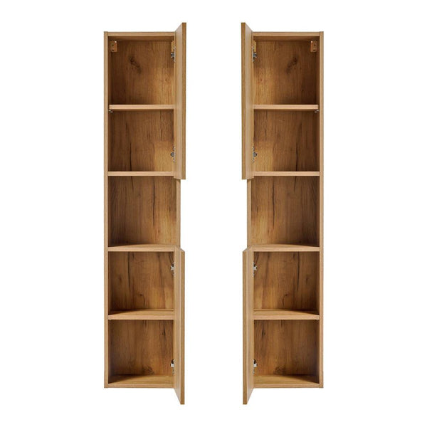 Badeværelsesskab Newport med aftagelig hylde 30x140x25 cm egetræseffekt [en.casa].