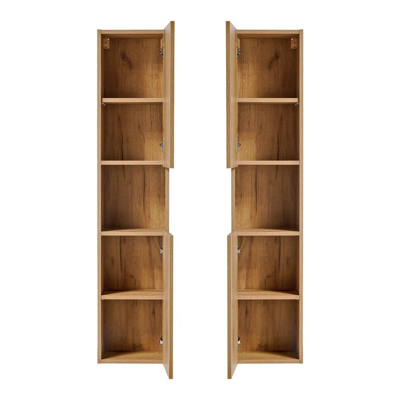 Målskitse Badeværelsesskab Newport med aftagelig hylde 30x140x25 cm egetræseffekt [en.casa].
