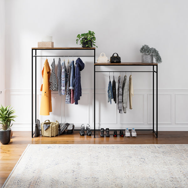 Knagerække Skestbyena lavet af to elementer 140x240x40 cm sort/valnød look [en.casa]