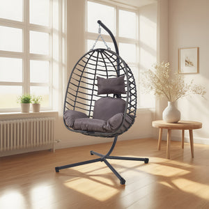 Kandsvas hængestol med stel 198x110x95 cm grå [en.casa]