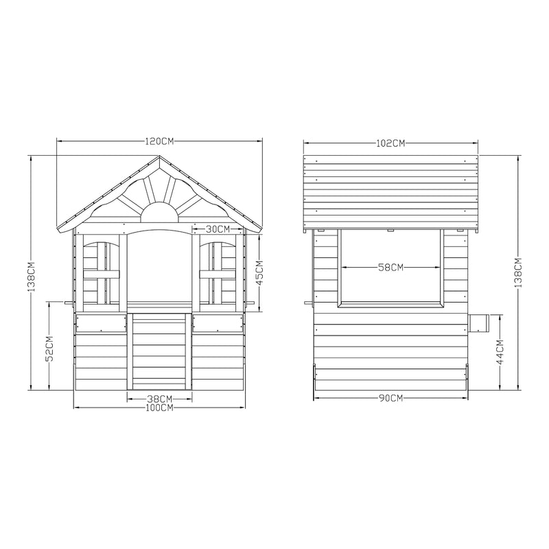 Målskitse Legehus Vesa 138x120x102 cm grantræ grå [casa.pro]