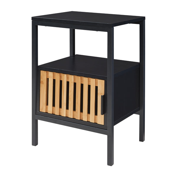 Sengebord Luniehti 58x40x33 cm sort/natur [en.casa]