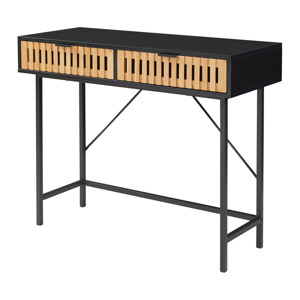 Konsolbord Luniehti 100x40x75 cm sort/natur [en.casa]