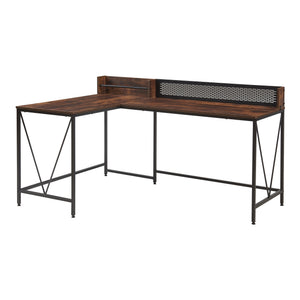 Skrivebord Frelvepirg med bagplade L-formet 165x110x75 cm valnød [en.casa]