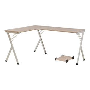 Skrivebord Tarielarg med L-formet pc-stativ 158x120x75 cm eg [en.casa]