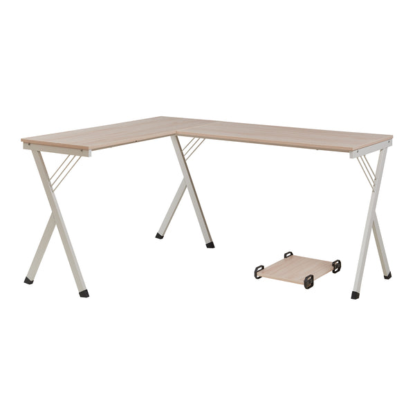 Skrivebord Tarielarg med L-formet pc-stativ 158x120x75 cm eg [en.casa]