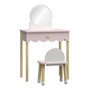 Børnesminkebord med stol Vestnes Cotton Candy/White [en.casa]