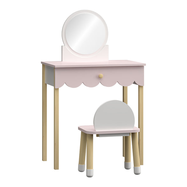 Børnesminkebord med stol Vestnes Cotton Candy/White [en.casa]