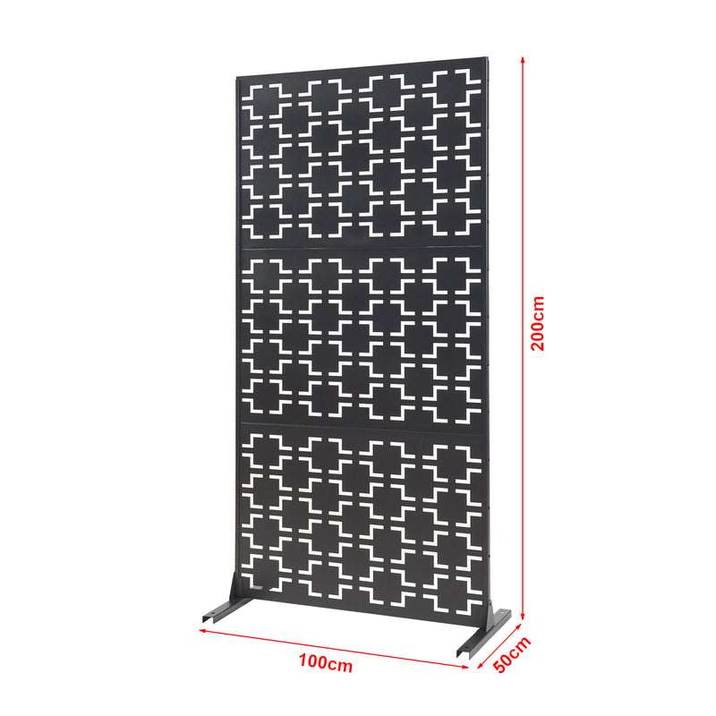 Målskitse Indendørs skillevæg Aaskis stål 200x100x50 cm sort [casa.pro]