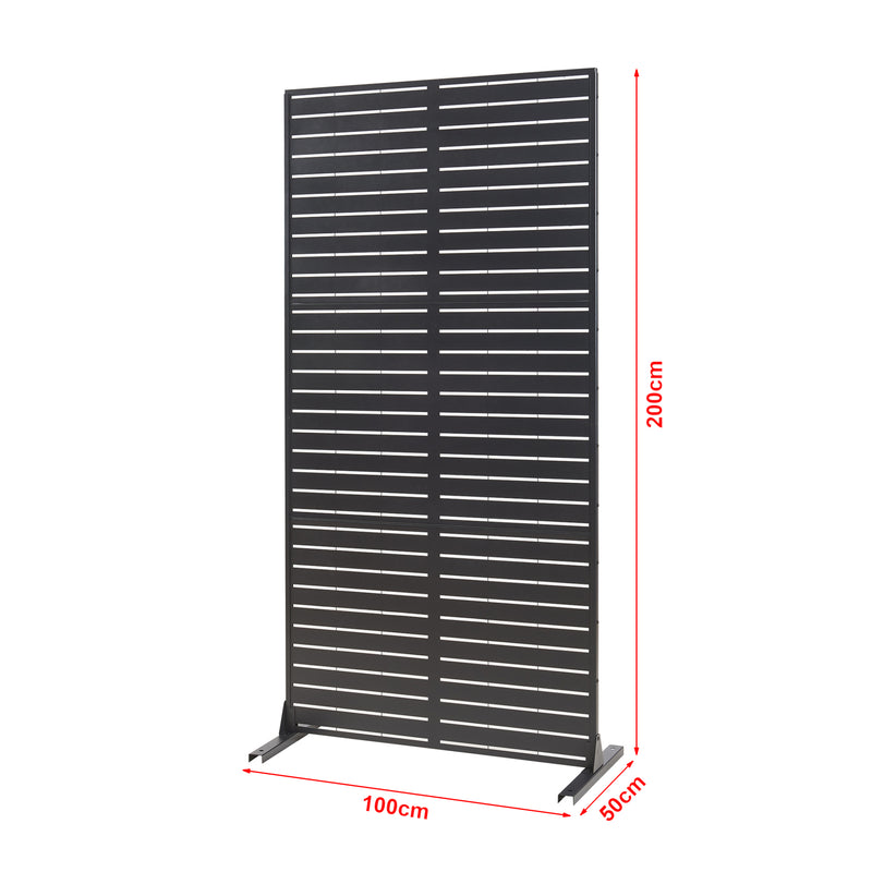 Målskitse Indendørs skillevæg Trolu stål 200x100x50 cm sort [casa.pro]