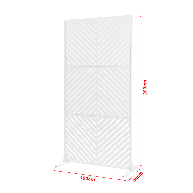 Målskitse Indendørs skillevæg Kekan stål 200x100x50 cm hvid [casa.pro]