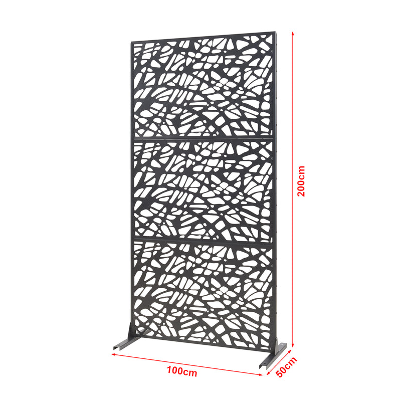 Målskitse Indendørs skillevæg Poskind stål 200x100x50 cm sort [casa.pro]