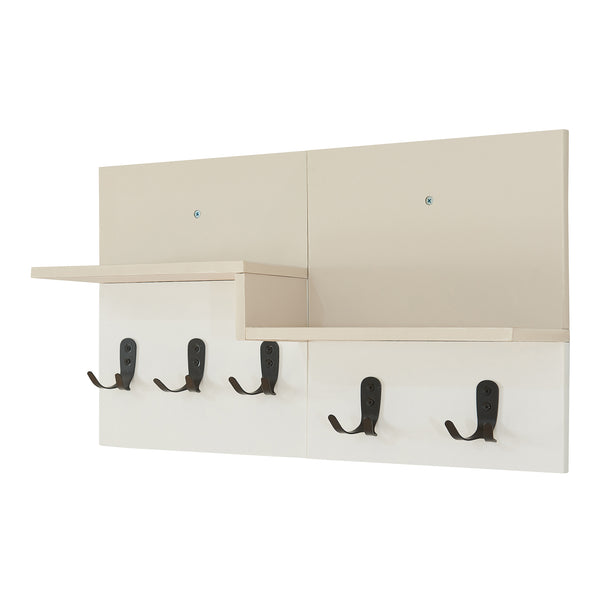 Botaruvn vægknagerække med 2 hylder 34x59x13 cm Beige/hvid [en.casa]