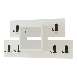 Vægknagerække Vänd med hylde 32x60x14 cm Hvid [en.casa]